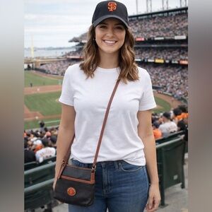 Dooney & Bourke x MLB SF Giants Ginger Crossbody Bag Black Pebble Leather